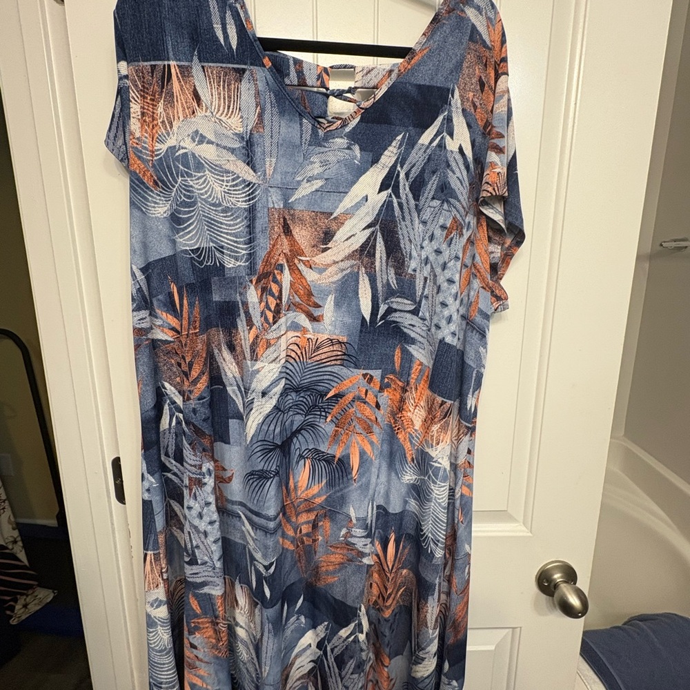 Southern Lady Asymmetrical Dress in Blue and Orange